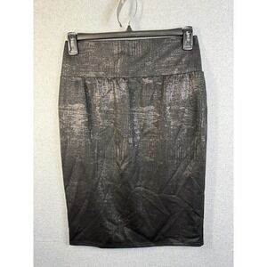 Apt 9 Skirt Womens Medium Black Foil Print Pencil Knee Length Stretch Bodycon